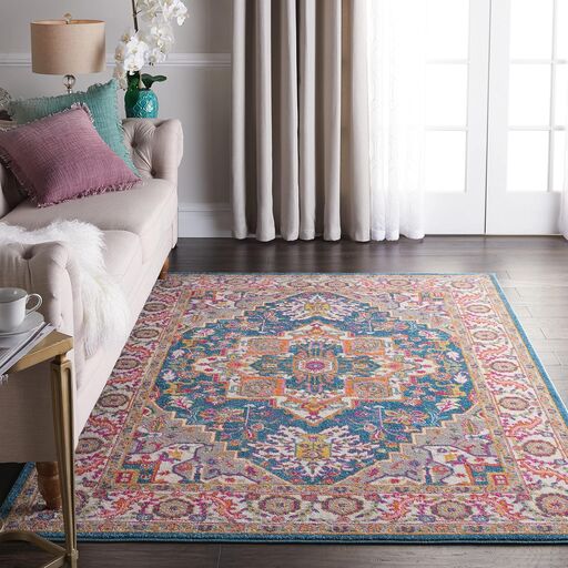 Nourison Home Passion Teal Multicolor Area Rug 5'3" x 7'3"