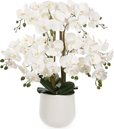 Briful Extra Large White Orchid Artificial Flowers