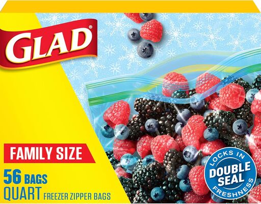 Glad Zipper Freezer Storage Bags - Quart