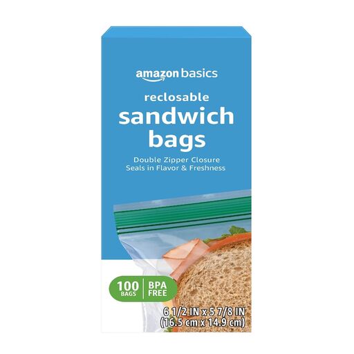 Amazon Basics Reclosable Sandwich Double Zipper Storage Bags