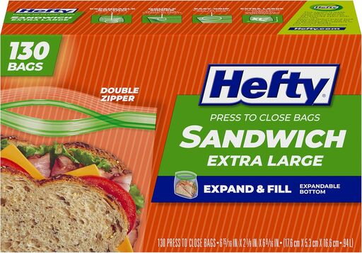 Hefty XL Press to Close Storage Bags
