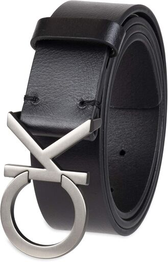Calvin Klein Men's CK Monogram Cut Out Buckle Belt