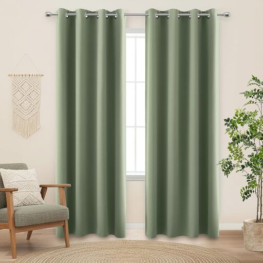 KOUFALL Sage Green Blackout Curtains 84"