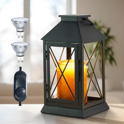 Vintage Lantern Candle Warmer Lamp with Timer