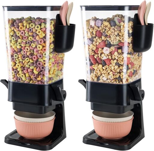 Cereal Dispenser Countertop Black 2 Pack