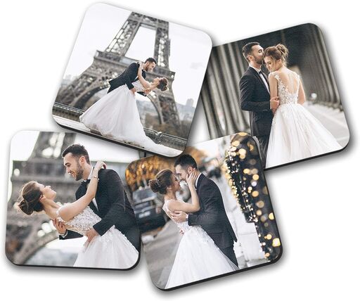 Smile Art Design Custom Photo Coasters (4-Piece Set)