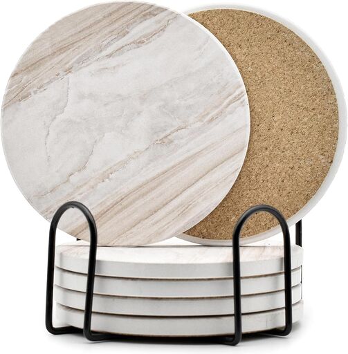 Hoewina Marble Ceramic Coasters Set