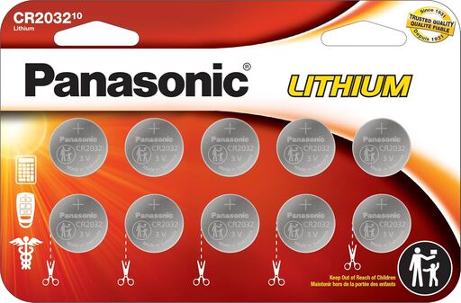 Panasonic CR2032 Lithium Coin Cell Batteries (10 Pack)
