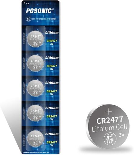 PGSONIC CR2477 3V Lithium Battery (5-Pack)