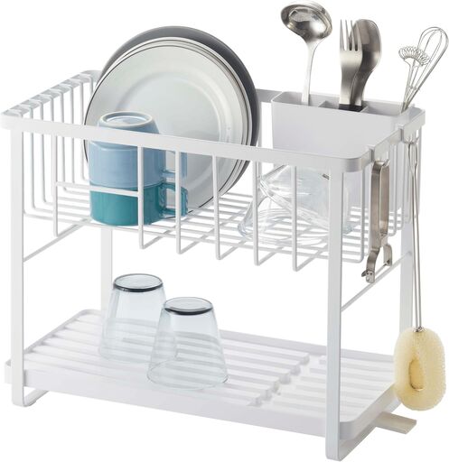 YAMAZAKI Home Tower Two-Tier Adjustable Dish Drainer Rack