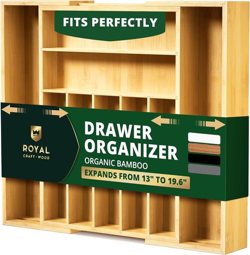 ROYAL CRAFT WOOD Luxury Bamboo Kitchen Drawer Organizer
