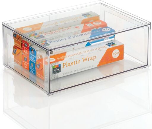 mDesign Plastic Stackable Kitchen Storage Organizer Bins