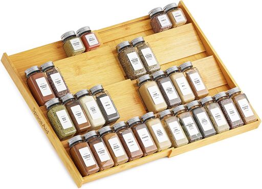 SpaceAid Bamboo Spice Drawer Organizer