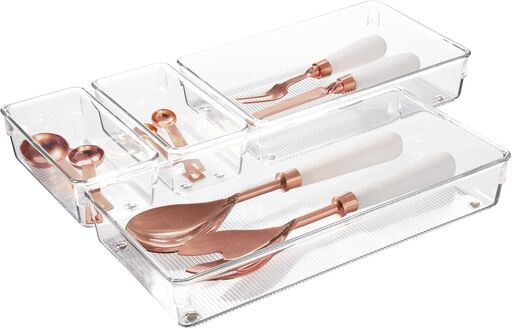 iDesign Recycled Plastic 4-Piece Kitchen Drawer Organizer Set