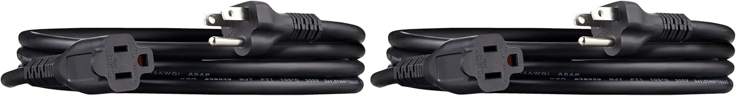 Amazon Basics Extension Cord, 13A/125V, 6ft (2-Pack)