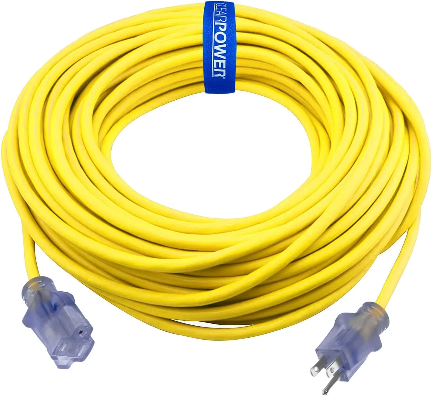Clear Power 100ft 12/3 SJTW Yellow Outdoor Extension Cord