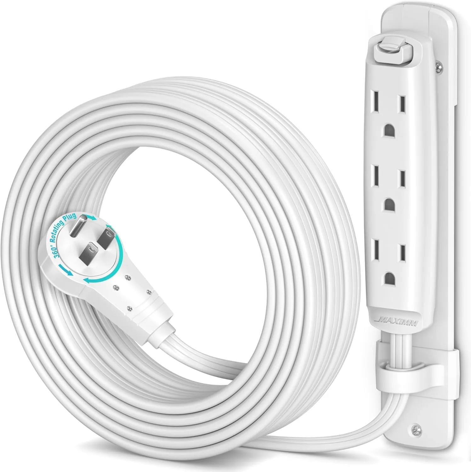 Maximm 360 Degree Rotating Flat Extension Cord 15 Ft