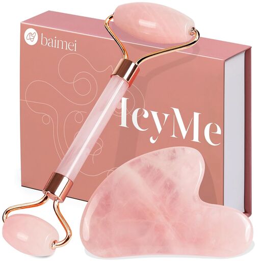 BAIMEI IcyMe Jade Roller & Gua Sha - Rose Quartz