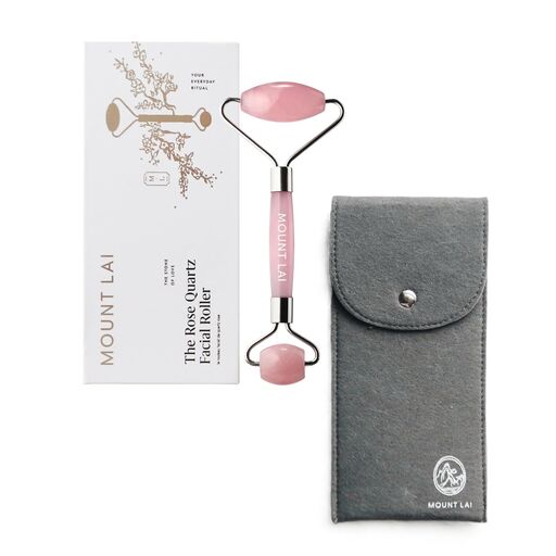 Mount Lai Rose Quartz Facial Roller + Pouch