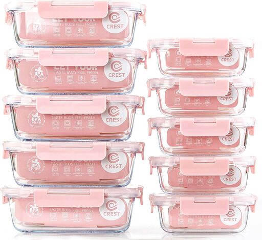 C CREST Glass Meal Prep Containers (10 Pack)