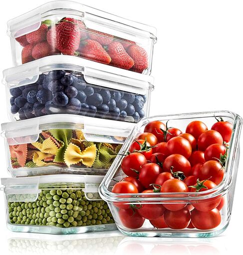 NutriChef 10-Piece Glass Food Storage Containers Set