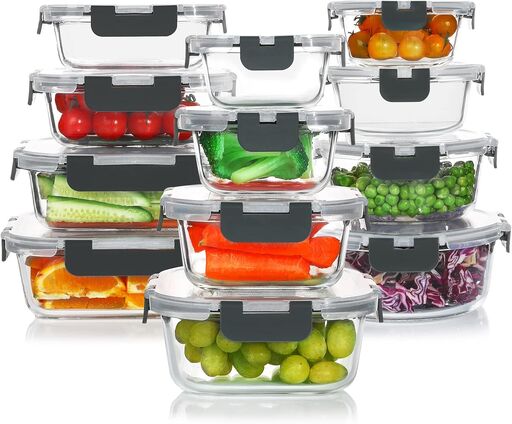KOMUEE 24-Piece Glass Food Storage Container Set