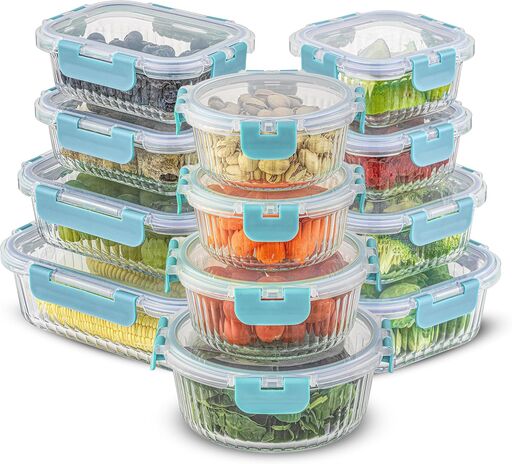JoyJolt 24pc Borosilicate Glass Storage Containers
