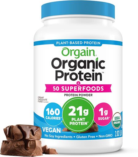 Orgain Organic Vegan Protein + 50 Superfoods Powder, Creamy Chocolate Fudge