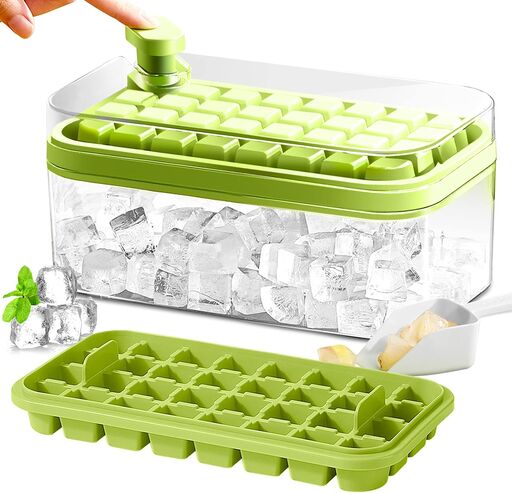 Ice Cube Tray with Lid and Bin, 2 Pack