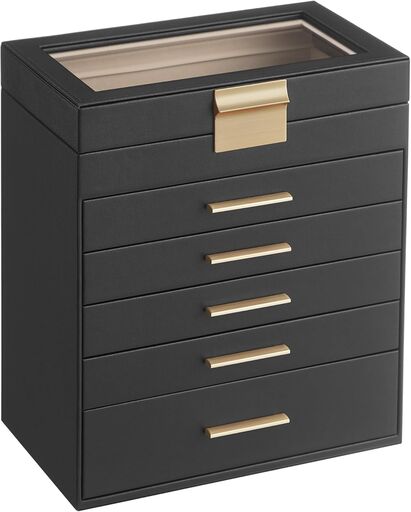 SONGMICS Jewelry Box Organizer with Glass Lid