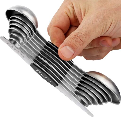Zulay Kitchen Stackable Magnetic Measuring Spoons Set of 8