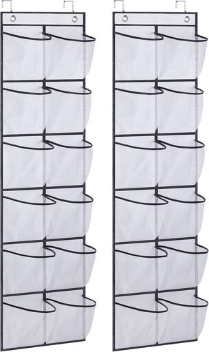 MISSLO Over The Door Shoe Organizer 12 Pockets - 2 Pack