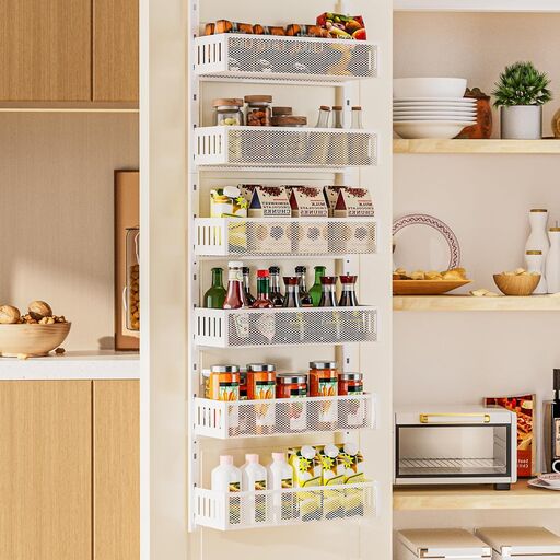 6-Tier Over-Door Pantry Organizer with Mesh Baskets