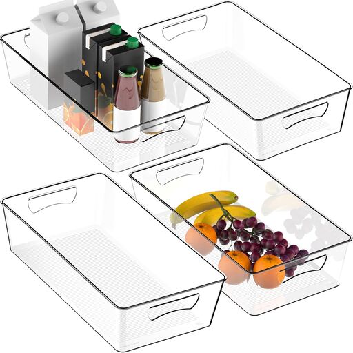 Simple Houseware 4 Pcs Clear Storage Bins