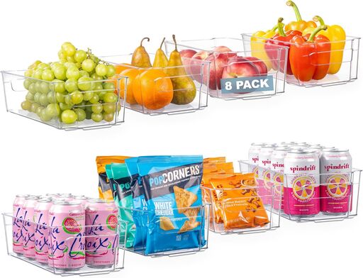 Oizeir 8 Pack Clear Plastic Organizer Bins