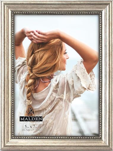 Malden International Designs Classic Wood Picture Frame, 5x7, Silver