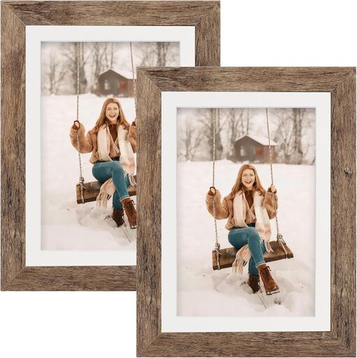 Picture Frames 5x7 Set of 2 Rustic Wood Grain