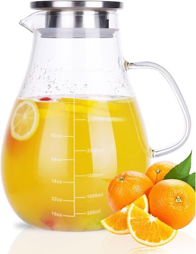 Glass Pitcher with Stainless Steel Lid