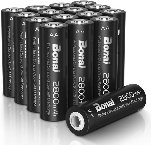 BONAI Rechargeable AA Batteries 2800mAh 16-Pack