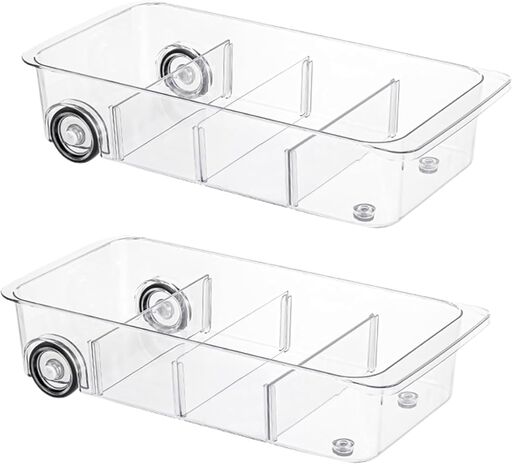 Fridge Organizer Bins With Wheels 2-Pack