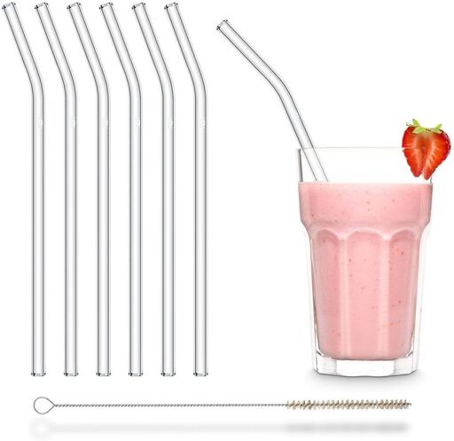 Halm 6 Pack Glass Straws 9 inch Bent