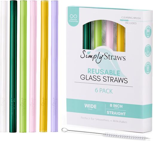Simply Straws Glass Boba Straws 6-Pack