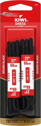 Kiwi Dress Shoe Laces Round Black 27-inch