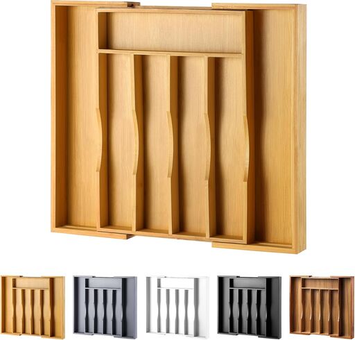 Expandable Bamboo Kitchen Drawer Organizer