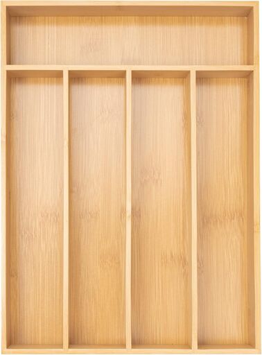 Besilord Silverware Organizer - Bamboo 5-Slot Drawer Tray