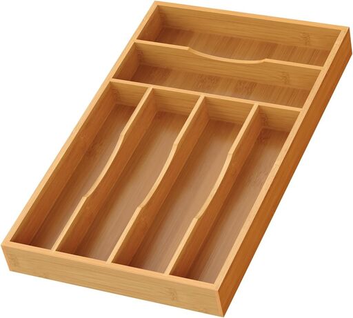 Bamboo Silverware Organizer Tray