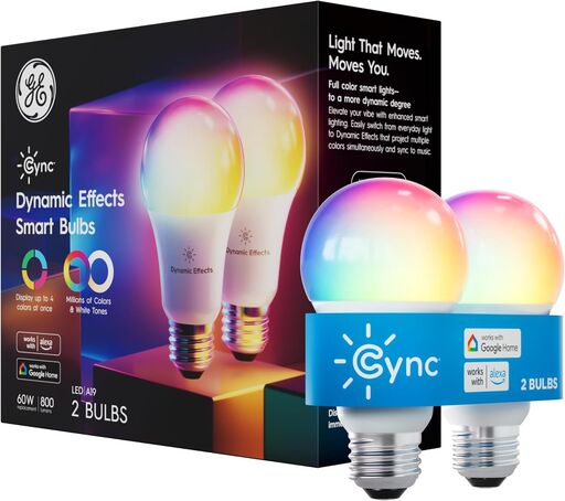 GE Cync Dynamic Effects A19 LED Smart Bulbs