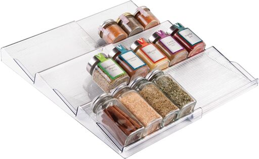 mDesign Expandable Plastic Spice Rack, 3-Tier Slanted