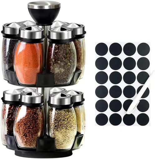 Revolving Spice Rack Organizer with 12 Jars