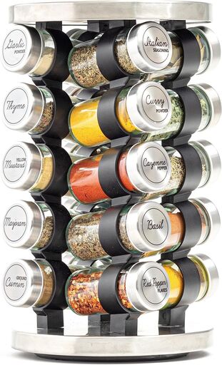 Orii 20 Jar Stainless Steel Rotating Spice Rack